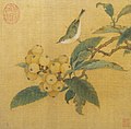 Image 44Loquats and Mountain Bird, anonymous artist of the Southern Song dynasty; paintings in leaf album style such as this were popular in the Southern Song (1127–1279). (from History of painting)