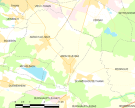 Mapa obce Aspach-le-Bas