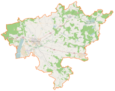 Mapa konturowa powiatu stargardzkiego, u góry znajduje się punkt z opisem „Karkowo”