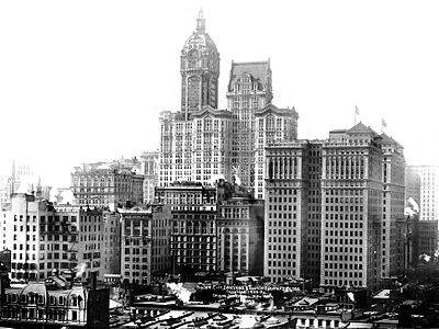 Vista del Singer Building y la Hudson Terminal.