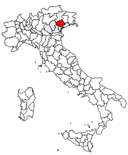 Kartet viser Provinsen Trevisos plassering i Italia