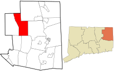 Eastford's location within Windham County and Connecticut