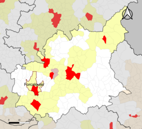 Localisation de l'aire d'attraction de Forcalquier dans le département des Alpes-de-Haute-Provence.