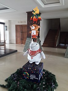 Bhin Bhin, Kaka et Atung, mascottes des Jeux asiatiques de 2018.