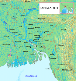 Localização do rio no Bangladesh