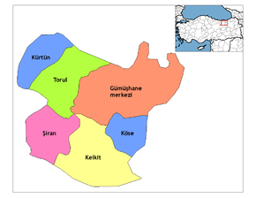 Hartă de poziționare pentru Gümüşhane