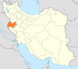 Bản đồ Iran với tỉnh Kermanshah