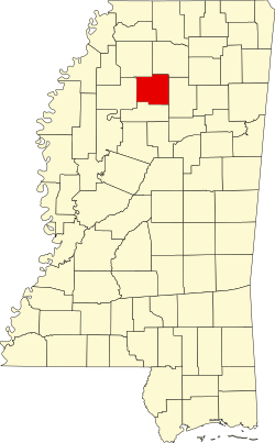 Karte von Yalobusha County innerhalb von Mississippi