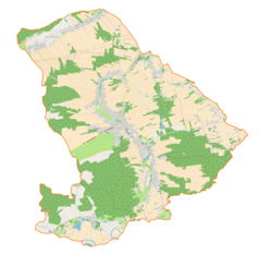 Mapa konturowa gminy Żołynia, w centrum znajduje się punkt z opisem „Żołynia”