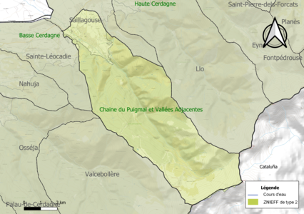 Carte des ZNIEFF de type 2 sur la commune.