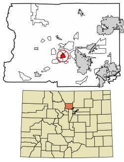 Location of the Crisman CDP in Boulder County, Colorado.