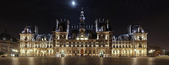 L'hôtel de ville de Paris, reconstruit entre 1874 et 1882, après son incendie lors de la Commune.