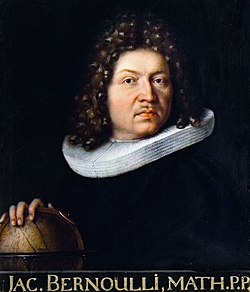 Jakob Bernoulli. Niklaus Bernoullin maalaama muotokuva vuodelta 1687.