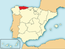 Ligging van Asturië in Spanje