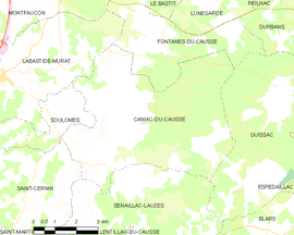 Mapa obce Caniac-du-Causse