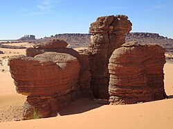 Sandstone pillars in the Ennedi Plateau near Fada