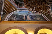 Interior painting showing Haile Selassie hoisting flag of Ethiopia