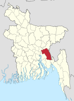 Komilla ilçesi Bangladeş'teki konumu