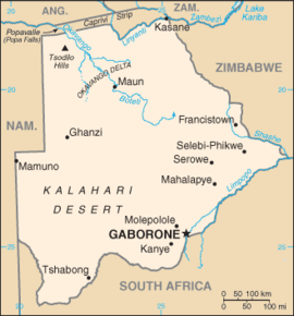 Kart over Republikken Botswana