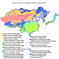 东亚的柯本气候分布图