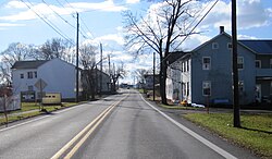 Southbound PA 225 through Fisherville