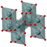 3D model of tin dioxide, red atom is oxide