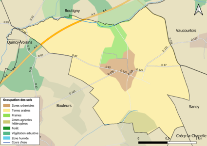 Carte des infrastructures et de l'occupation des sols en 2018 (CLC) de la commune.