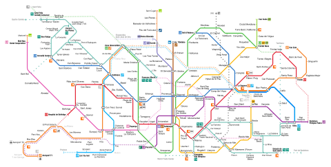 Mapa del metro de Barcelona amb les possibles futures ampliacions.