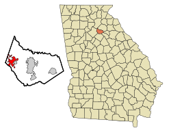 Location in Barrow County and the state of Georgia