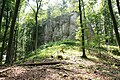 Felsen des Schloßbergs, auf denen die Oberburg der einstigen Burg Riegelstein stand, von Nordosten