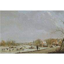 Gerrit Toorenburgh, Winters gezicht op Leiden (1771) met de Lage Rijndijk en omgeving