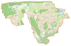 Mapa konturowa gminy Krokowa, blisko górnej krawiędzi po prawej znajduje się punkt z opisem „koniec”