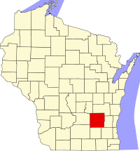 Map of Viskonsin highlighting Dodge County