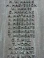 Close-up of names on a war memorial.