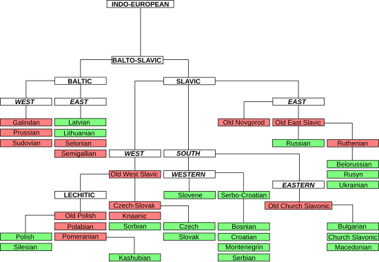 Clasificación de las lenguas eslavas