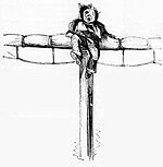 Cartoon of Jones atop of a ship's mast, looking scared