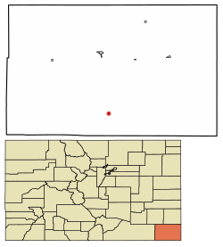 Location of the Town of Campo in the Baca County, Colorado