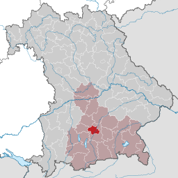 Läget för München i Bayern