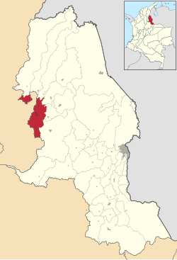 Location of the municipality and town of Ocaña, Norte de Santander in the Norte de Santander Department of Colombia.