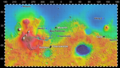 包括了盖尔撞击坑在内的实际（和拟议）火星车着陆点地图。