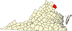 Map of Virginia highlighting Fairfax County