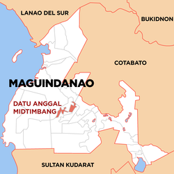 Mapa de Maguindánao del Sur con Datu Anggal Midtimbang resaltado