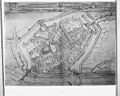 Old map of Hattem showing the front gate with drawbridge over the town moat.