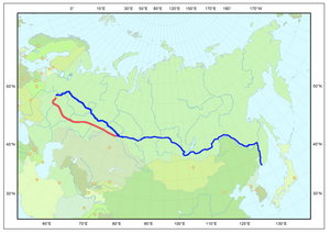 Mapa de la línia ferroviària transsiberiana