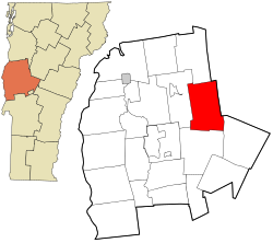 Location in Addison County and the state of Vermont.