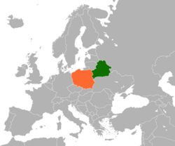 Haritada gösterilen yerlerde Belarus ve Poland