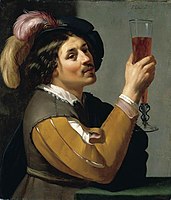 Jonkeardel drinkt in glês wyn (1625)