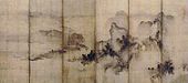 『四季山水図屏風』右隻　雪村周継 16世紀後半 紙に水墨
