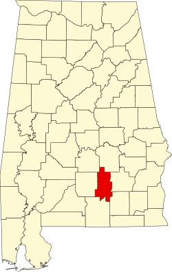 Karte von Crenshaw County innerhalb von Alabama