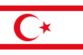 Drapeau de la partie turque (occupée) de Chypre.